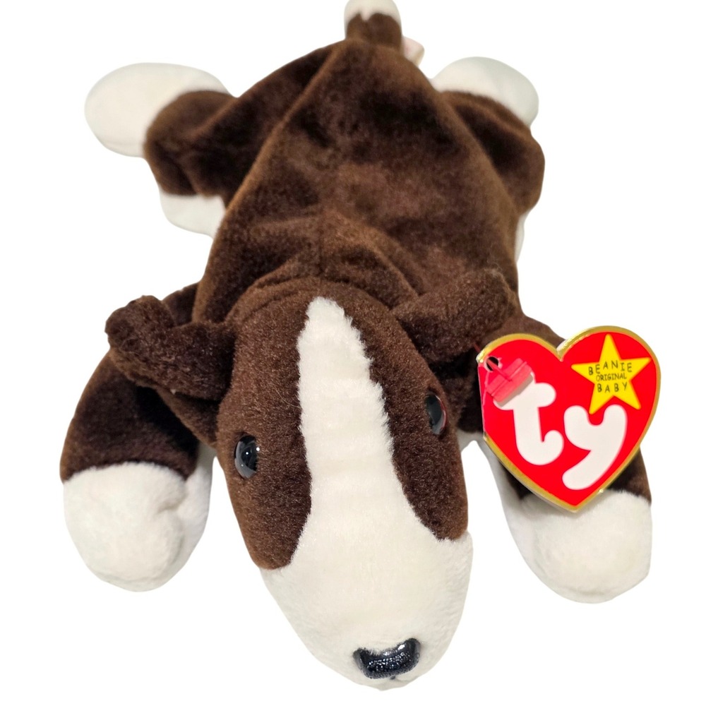 Ty Beanie Baby Bruno the Dog Plush Toy‎ 1997 Brown White